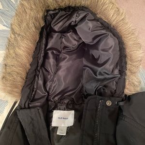 Old Navy Black Parka with Faux Fur